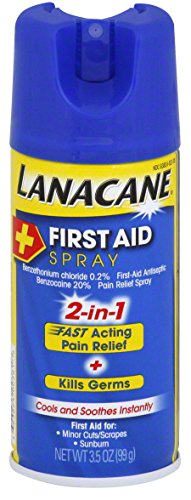 Lanacane First Aid Spray, Antiseptic & Pain Relief Spray for Cuts and Sunburns, 3.5 Ounce