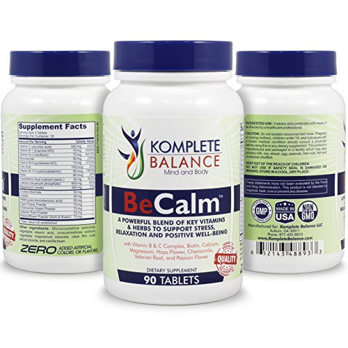 BeCalm Soothing Stress Relief & Anti Anxiety Support Supplement, Herbal Blend Crafted To Support Mental Health, Keep Busy Minds Relaxed, Calm & Focused; B & C Vitamins, Chamomile, Valerian Root & More