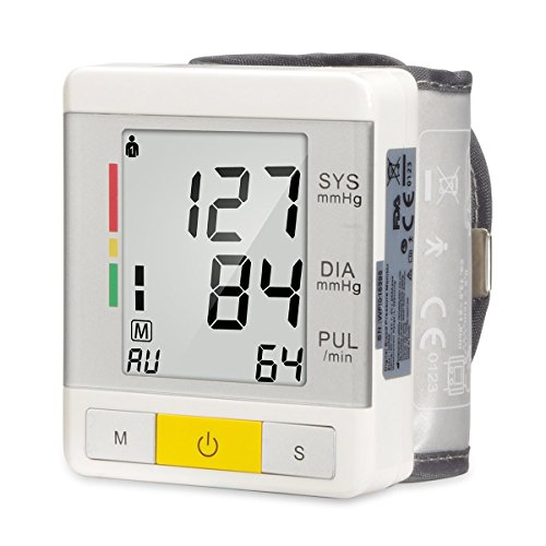 Urion Wrist Blood Pressure Monitor FDA Approved, WHO Classification Indicator, Accurate Readings 90 Memory Capacity 2 User Mode, Adjustable Wrist Cuff, Easy to read LCD Display