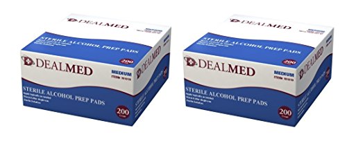 Sterile Alcohol Prep Pads, Antiseptic Latex Free Wipes, Gamma Sterilized, Pack of 400