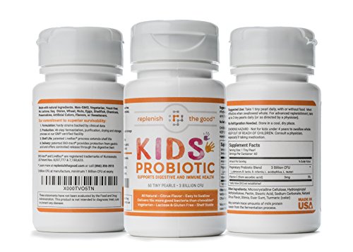 Kids Probiotics, 60-Day Supply. Easy to Swallow Daily Pearl Probiotic for Kids. Sugar Free Childrens Probiotic, 15x More Effective than Gummies. Antibiotic Recovery Probiotic for Children
