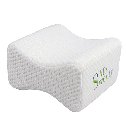 Sweetylife Knee Pillow for Back Pain Sciatica Relief Memory Foam Leg Pillow for Side Sleepers Sleeping With Breathable Zippered Cover
