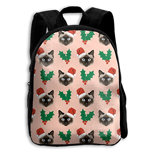Boys Girls Cat Siamese Cats Christmas Kitty Popular Printing Toddler Pre School Backpack Bags Lightweight