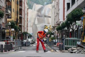 a worker on the streets of bilbao