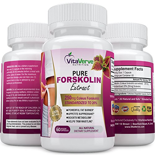 100% Pure Forskolin Extract For Extreme Weight Loss ★ Best Fat Burner, Metabolism Booster, Appetite Suppressant & Best Carb Blocker ★ 250mg Maximum Strength Diet Pills for Woman and Men.