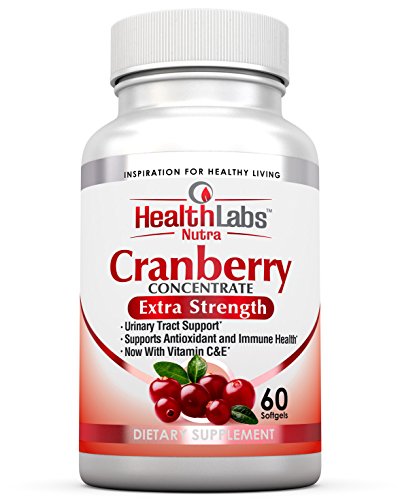 Health Labs Nutra 50:1 Triple-Strength Cranberry Concentrate with Vitamins C & E - Promotes Urinary Tract and Immune Support (60 Fast-Acting Softgels)