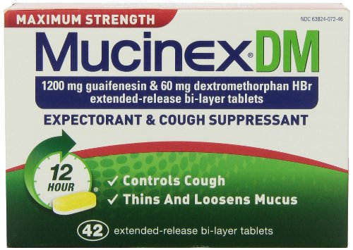 Mucinex DM Maximum Strength 12-Hour Expectorant and Cough Suppressant Tablets, 42 Count