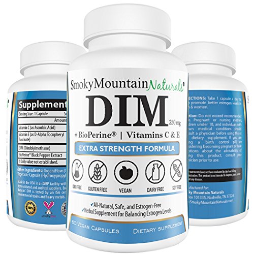 DIM 250mg Plus 3mg BioPerine, 50 IU Vitamin E, and 60mg Vitamin C (2 months supply). Promotes Beneficial Estrogen Metabolism. Vegan, Soy-Free, Dairy-Free, GMO-Free, and Made with Veggie Capsules