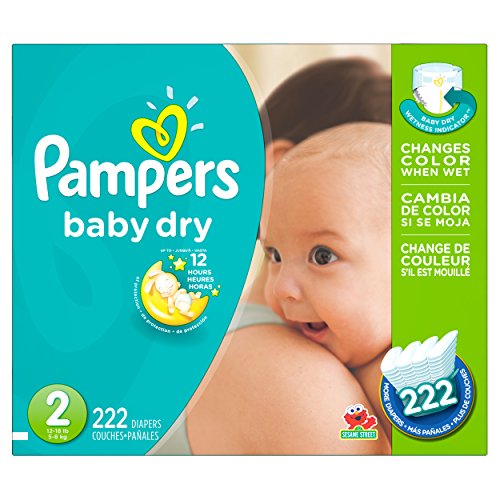 Pampers Baby Dry Diapers Size 2, 222 Count