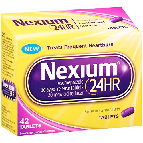 Nexium 24HR Delayed Release Heartburn Relief Tablets, Esomeprazole Magnesium Acid Reducer (20mg, 42 Count)