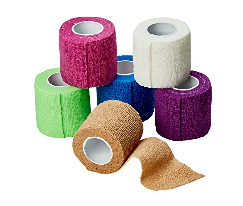 MEDca Self Adherent Cohesive Wrap Bandages 2 Inches X 5 Yards 6 Count, FDA Approved (Rainbow Color)