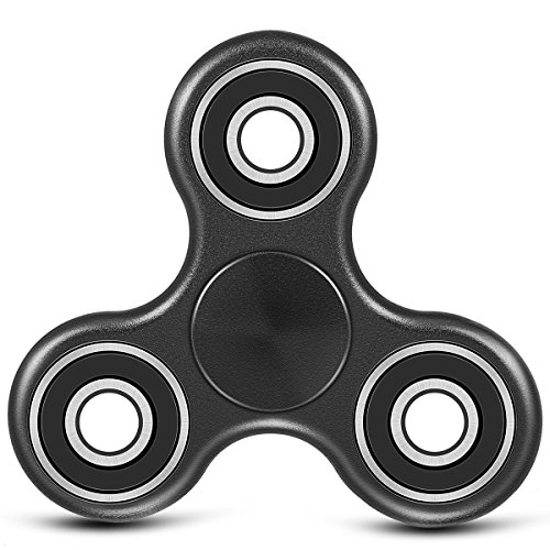 Anti-Anxiety 360° Hand Spinner Premium EDC Tri-Spinner Fidget Toy Fast Bearings Best Stress Reducer Relieves ADHD Anxiety and Boredom Ceramic Cube Bearing -Black