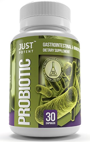 Just Potent Probiotic Supplement :: 35 Billion CFUs Per Capsule :: 8 Powerful and Essential Strains :: Guaranteed Potency & CFUs Through Expiration :: Survives Stomach Acid :: Shelf Stable :: 30 Caps