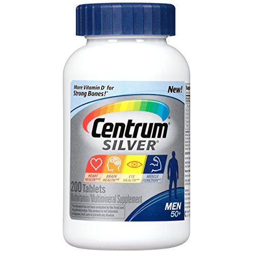 Centrum Men Multivitamin/Multimineral Supplement Tablet, Vitamin D3, (Package may Vary), Silver, 200 Count