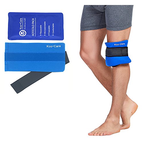 Koo-Care Flexible Gel Ice Pack & Wrap with Elastic Velcro Strap for Hot Cold Therapy - Great for Sprains, Muscle Pain, Bruises, Injuries, Etc. (Neck, Arm, Elbow, Waist, Knee, Ankle)(Medium)