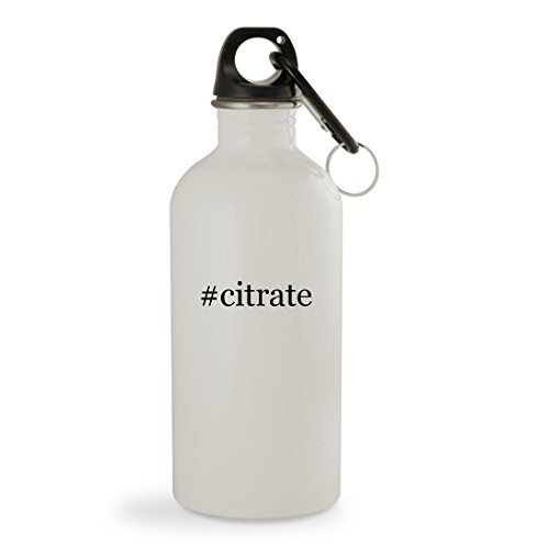 #citrate - 20oz Hashtag White Sturdy Stainless Steel Water Bottle with Carabiner