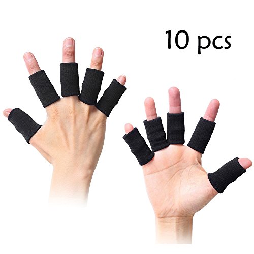 10 PCS Finger Sleeves Sport Elastic Arthritis Trigger Braces Knuckle Compression Protector Prevent Calluses (Black)