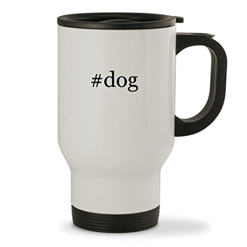 #dog - 14oz Hashtag Sturdy Stainless Steel Travel Mug, White