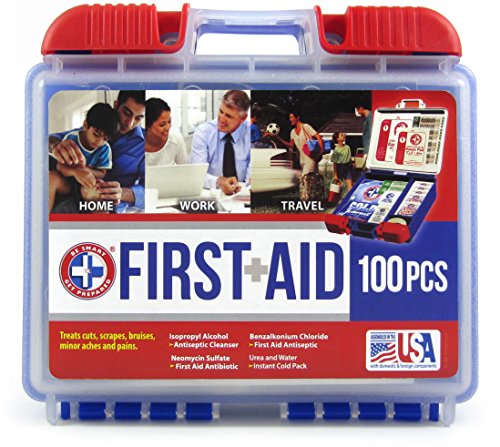 Be Smart Get Prepared 100 Piece First Aid Kit, Clean, Treat and Protect most injuries with the kit that is great for any home, office, vehicle, camping and sports. 0.71 Pound