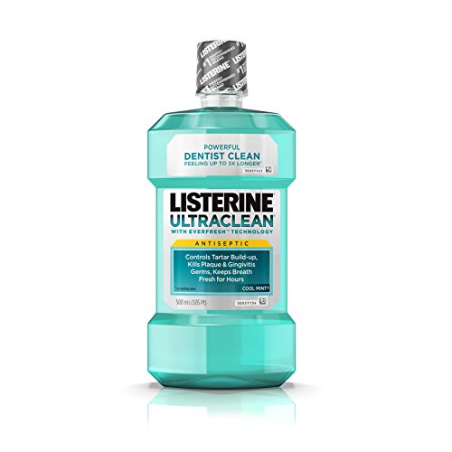 Listerine Ultraclean Cool Mint Antiseptic Mouthwash, Oral Care For Fresh Breath, 500 ml