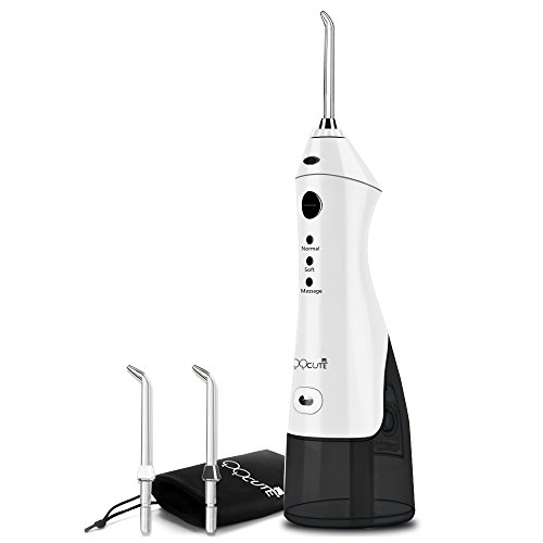 QQcute Cordless Waterflosser Professional Rechargeable Portable Oral Irrigator 3 Pressure Settings With 2 Interchangeble Tips Use at Home&Travel
