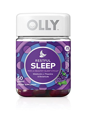 OLLY Restful Sleep Gummy Supplements, Blackberry Zen (Packaging May Vary), 50 Count