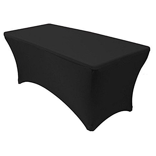 SOME 4 ft. Stretch Tablecloth Rectangular Spandex Elastic Tight Fit Table Cover Black