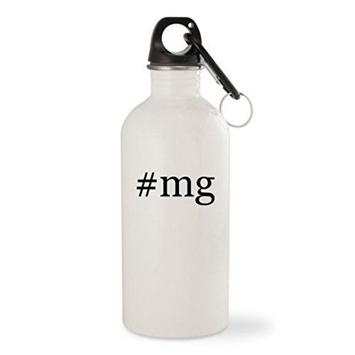 #mg - White Hashtag 20oz Stainless Steel Water Bottle with Carabiner