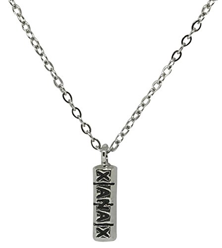 Silver Xanax Necklace Bar Pendant X/2 60cm Zinc Alloy Two Sided Pill Drug Chain