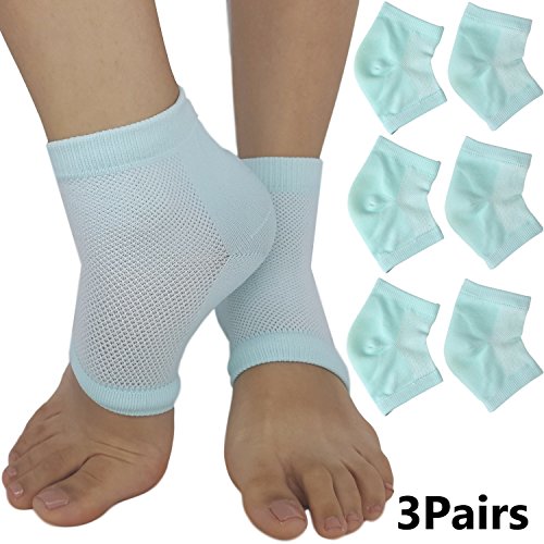 Moisturizing Cracked Heel Socks - Treat Dry Heels Fast Pain Relief from Cracking Feet with these Gel Heel Protector Pads for Women and Men by ARMSTRONG AMERIKA (3 Pairs)