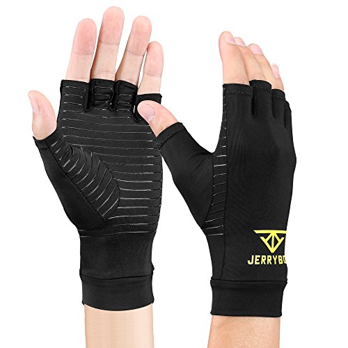 Jerrybox Arthritis Gloves Fingerless Copper Gloves Compression Medical Support Gloves (XL)
