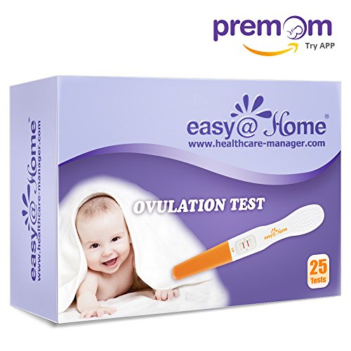 EasyatHome 25 Ovulation Predictor Kit Test Sticks Powered By Premom, 0.82 Pound