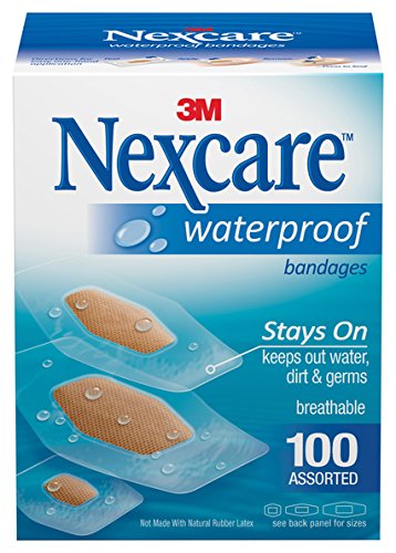 Nexcare Waterproof Clear Bandages, Superior Protection Seals Out Water, Dirt and Germs, Assorted Sizes, 100 Count
