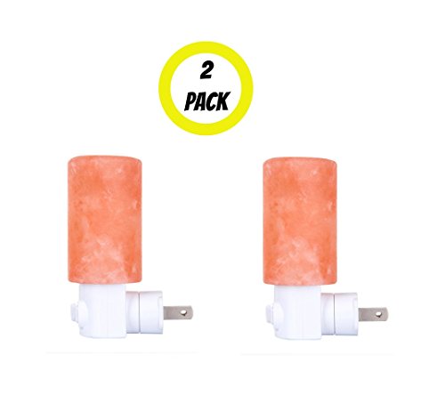2 Pack Travel Size Himalayan Rock Salt Lamp Night Light Kitchen Bathroom Odor Remover Negative Ion Balanced Atmosphere Hallway Bedroom Office Staircase Travel Friendly Compact Sized Healthy Living