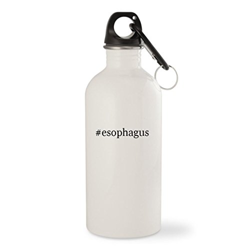 #esophagus - White Hashtag 20oz Stainless Steel Water Bottle with Carabiner