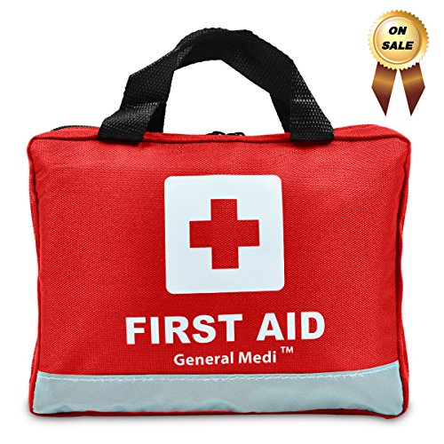 309 Piece Professional First Aid Kit for Medical Emergency - Night Reflective Bag - Includes Emergency Blanket, Bandage, Scissors for Home, Car, Camping, Office, Boat, and Traveling