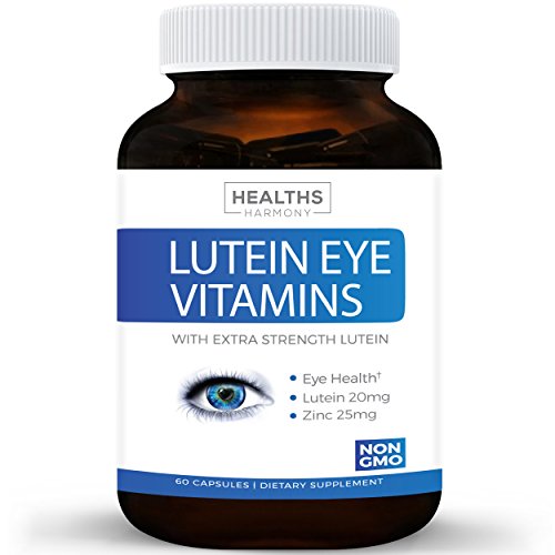 Lutein Eye Vitamins (NON-GMO) Vision Support Supplement for Dry Eyes & Vision Health Care - Bilberry - Proudly Made in the USA - 100% Money Back Guarantee - 60 Capsules