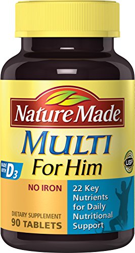 Nature Made Multi for Him Tablets  w. D3 - 22 Essential Vitamins & Minerals 90 Ct