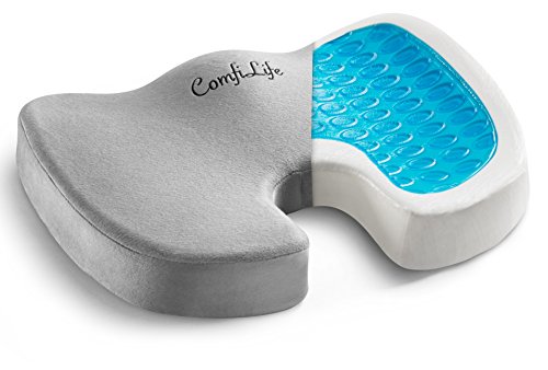 ComfiLife Gel Enhanced Seat Cushion – Non-Slip Orthopedic Memory Foam Coccyx Cushion for Tailbone Pain – Office Chair Car Seat Cushion – Back Pain & Sciatica Relief