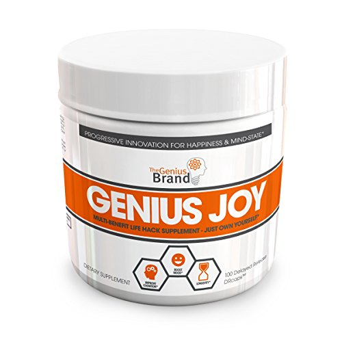 Genius Joy - Serotonin Mood Booster for Anxiety Relief, Wellness and Brain Support, Nootropic Dopamine Stack with SAM-E, Panax Ginseng and L-Theanine – Replace Antidepressants Naturally, 100 VCaps