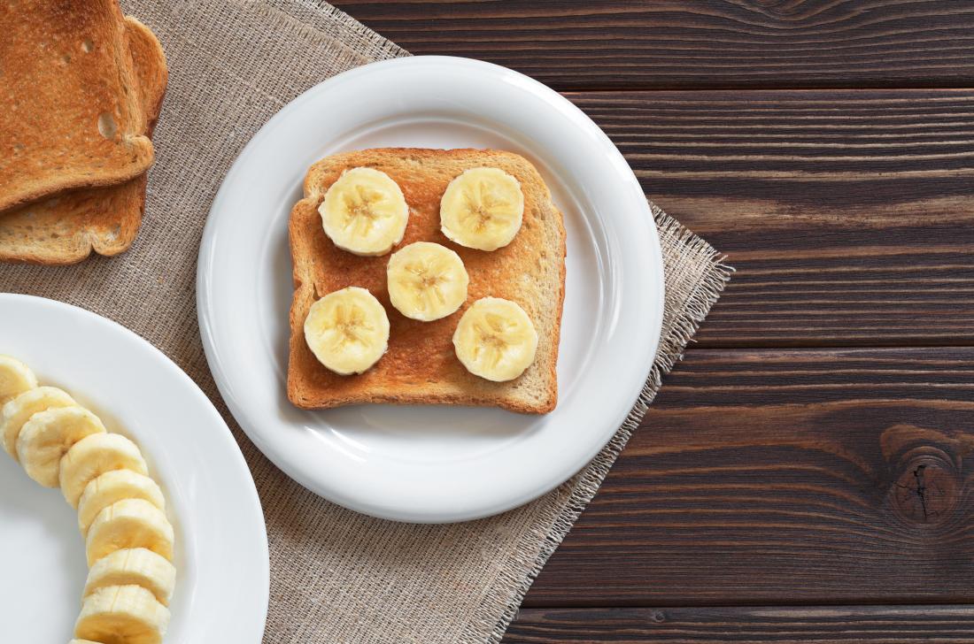 Bananas on toast which is recommended food after food poisoning