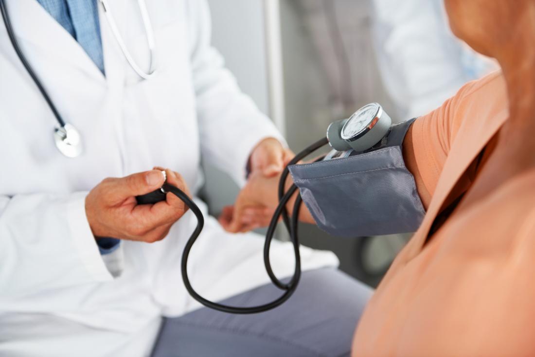 A person with high blood pressure has an increased risk of heart disease.