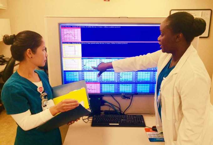 Clinicians at Houston Methodist Hospital review their patients’ Rothman Index scores.