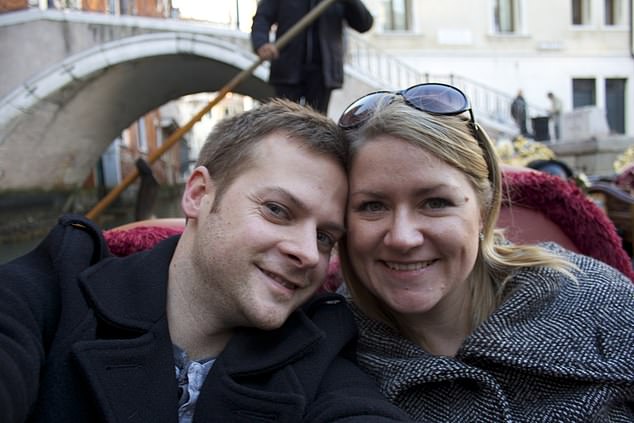 Mr Molloy popped the question on a gondola ride while on holiday in Venice, pictured