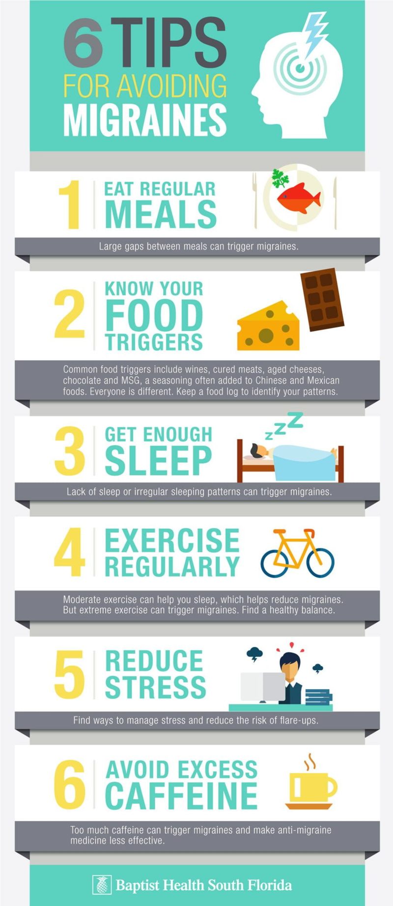 6 Tips for Avoiding Migraines Infographic