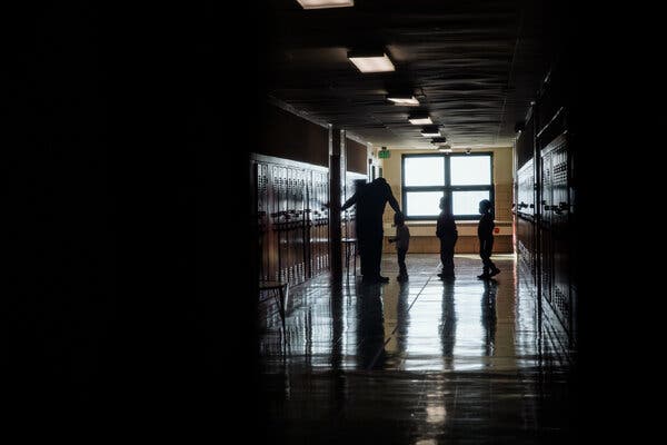 Social distancing in the Walter P. Carter Elementary/Middle School in Baltimore on the first day of classes in November.